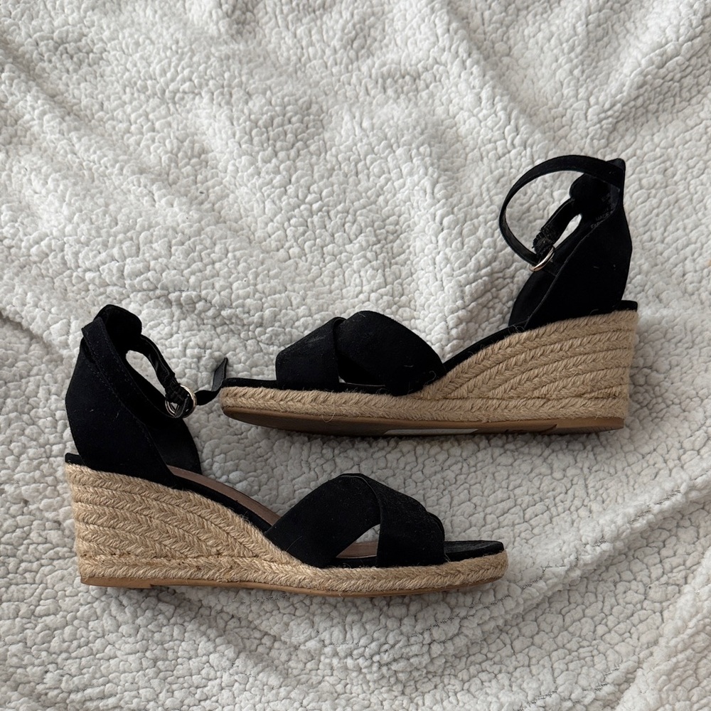 Black Wedge Sandals